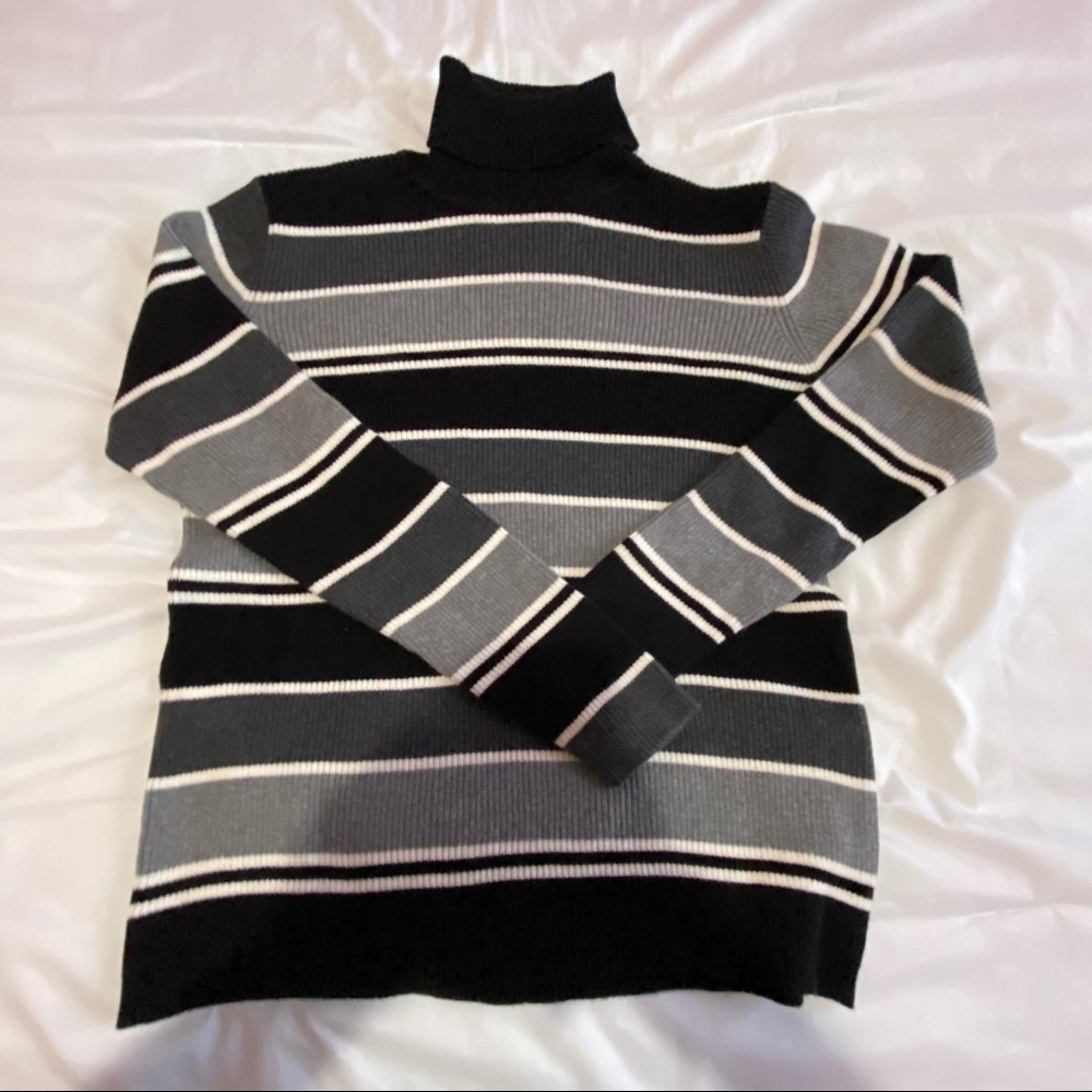 Striped Turtle Neck Sweatshirt